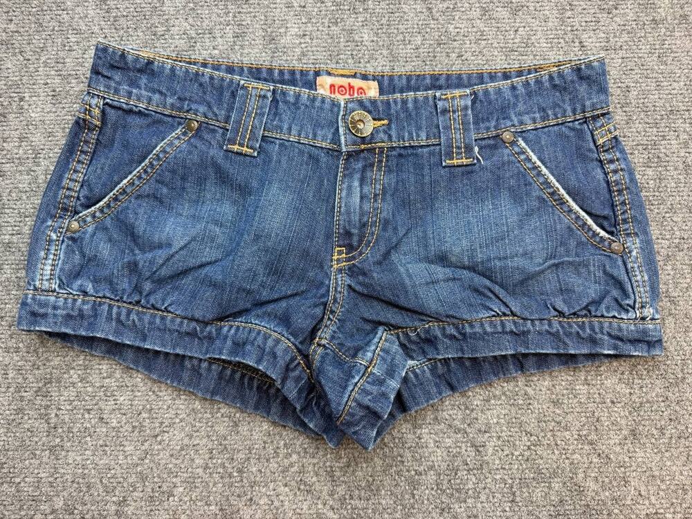 No Boundaries Juniors Size 7 Blue Denim Short Shorts 100% Cotton Pockets